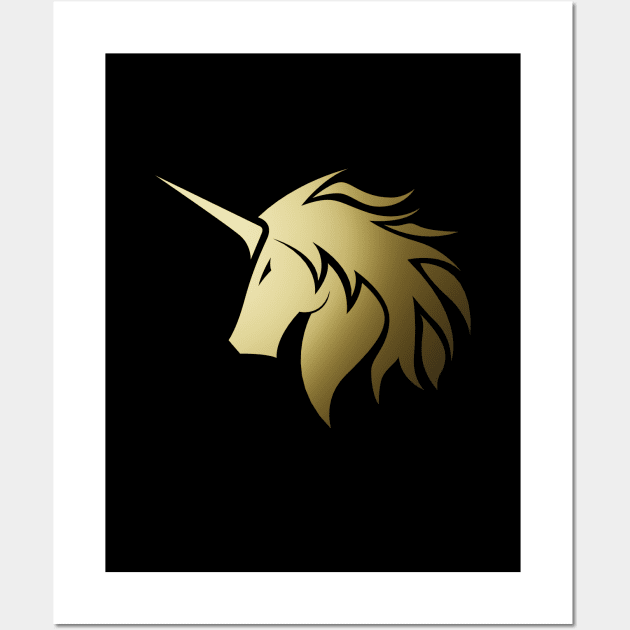 Iconic Unicorn in Gold Wall Art by graphicfire